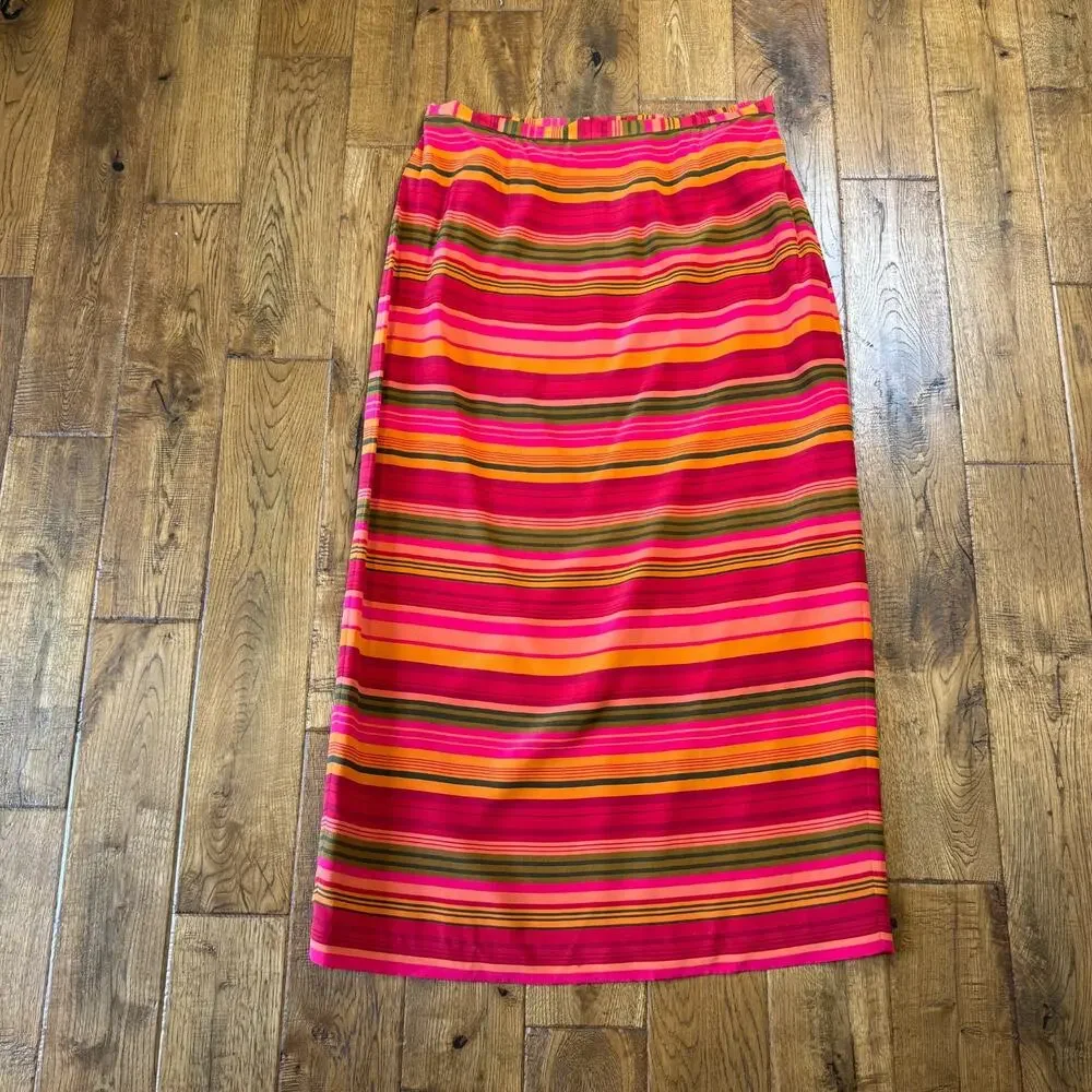 Spenser Jeremy 2 Piece Striped Dress Skirt and Top Size 16 100% Silk Chiffon - Picture 2 of 11